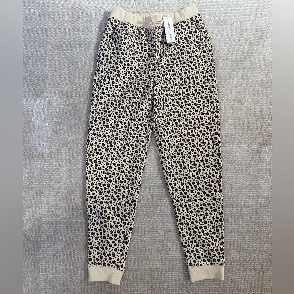 Janie and Jack Black and Cream Leopard Print Joggers